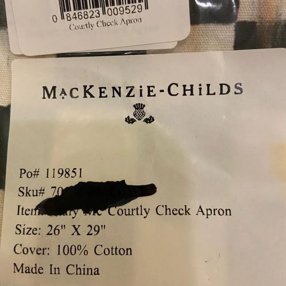 MacKenzie-Childs Courtly Check Apron and Flower to Market to go Tote - Picture 3 of 9
